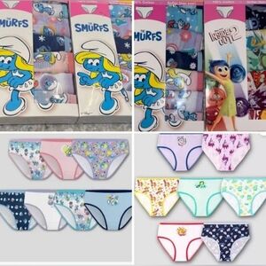 Girls' 14 Pairs Cotton Briefs Underwear Panties Smurfs Disney Inside Out 2 Sz 6